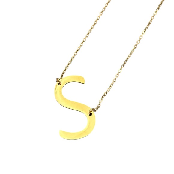 NWT Anthropologie Gold Initial 'S' Necklace 1.5” - Picture 1 of 4